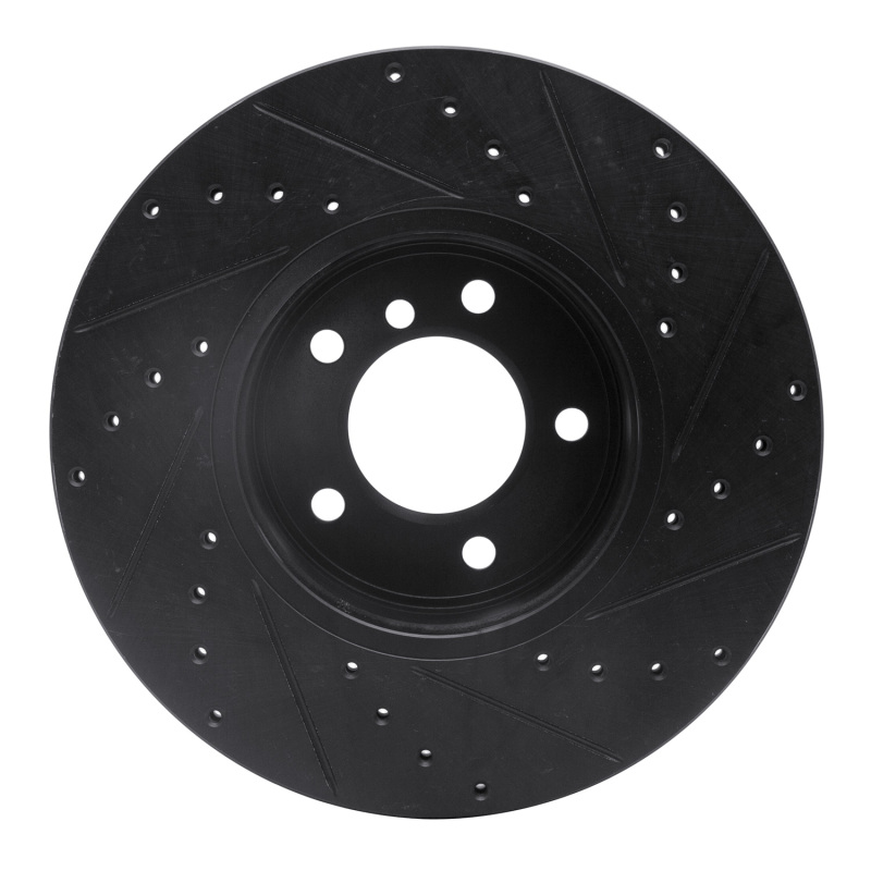 BMW 528XI Brake Rotor (1) - Front Left - R1 Concepts - Drilled & Slotted - Black - `04-`10